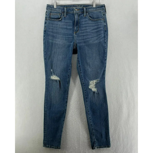 Universal Thread Denim - Universal Thread Jeans Womens 12/31R Blue Medium Wash Distress Hi Rise Skinny